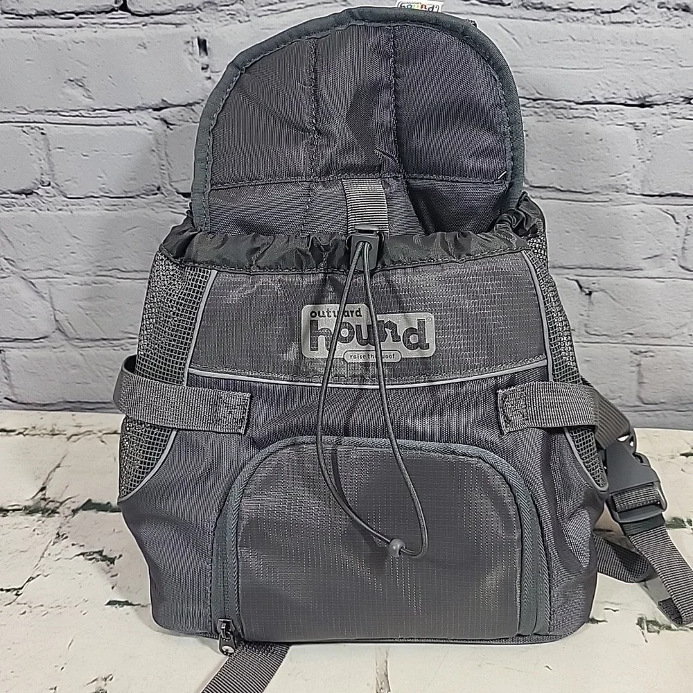 Outward Hound PupPak Dog Front Carrier Bag Black Gray Side Mesh‎